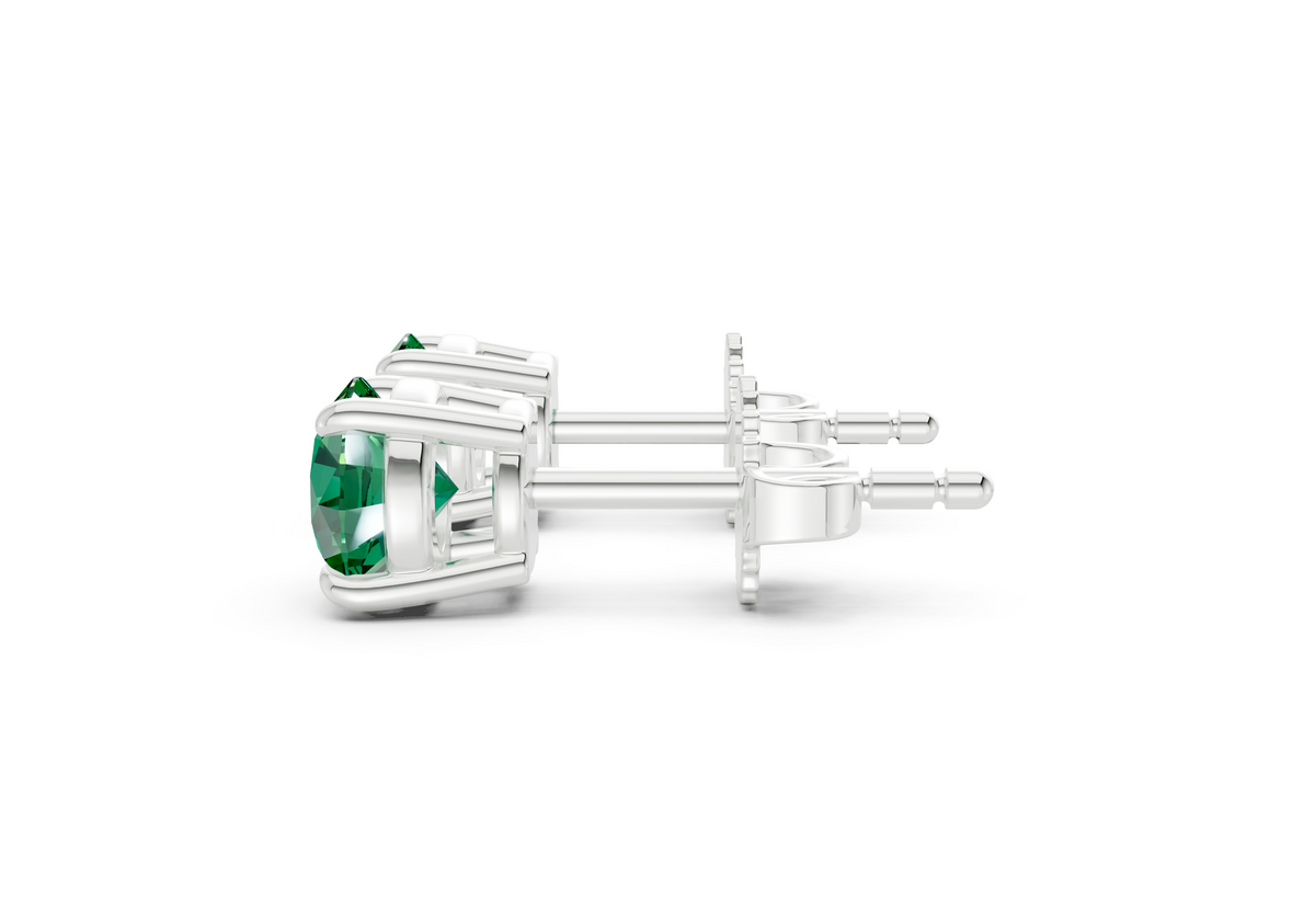 Geneva Classic Emerald Gemstone Round Cut Studs
