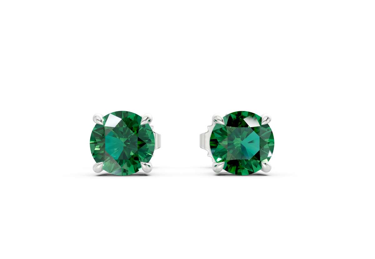 Geneva Classic Emerald Gemstone Round Cut Studs