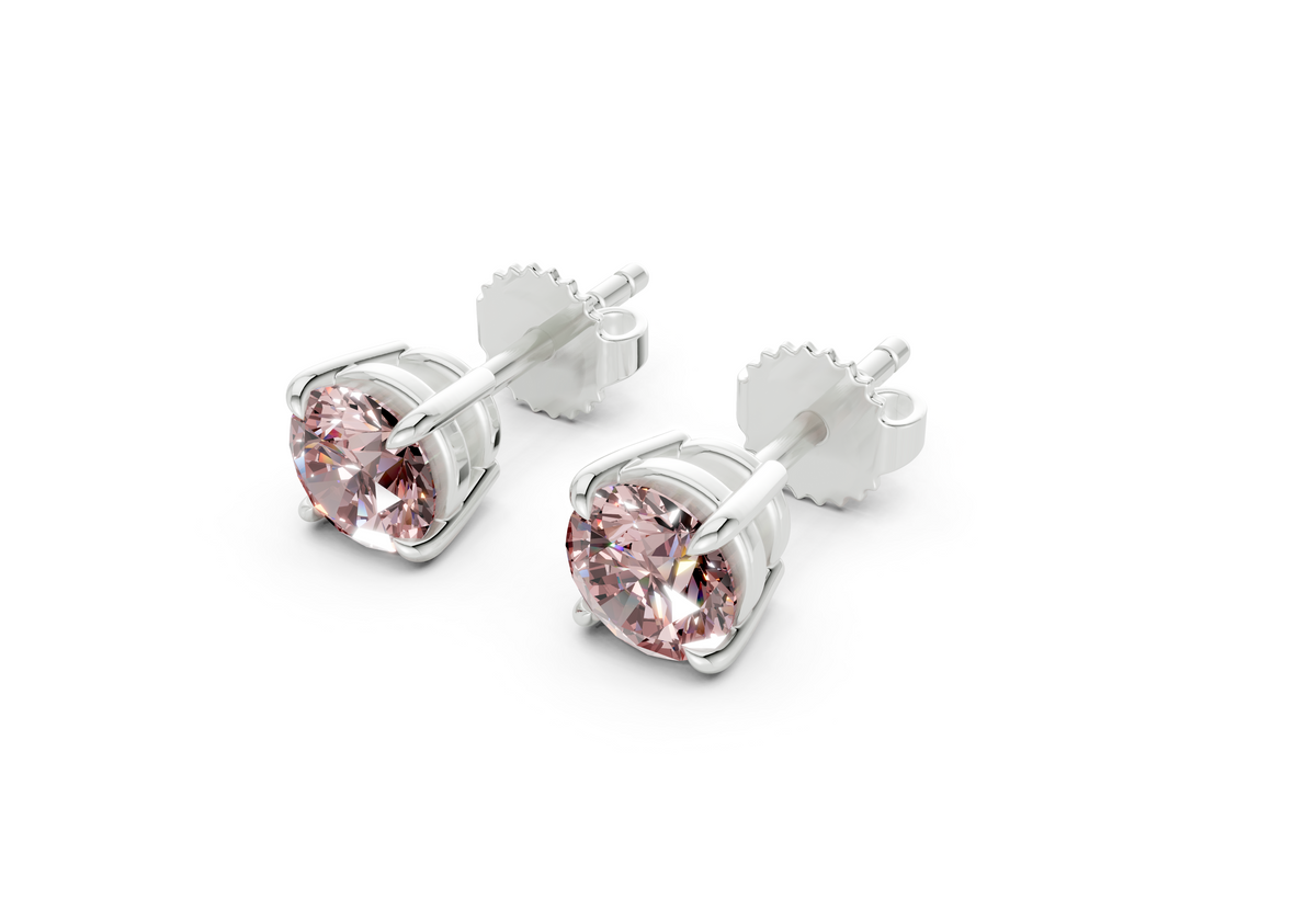 Geneva Classic Pink Diamond Round Cut Studs