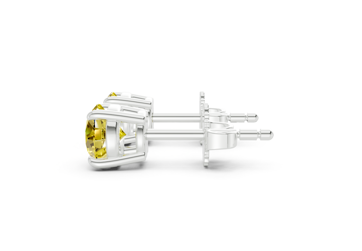 Geneva Classic Yellow Diamond Round Cut Studs