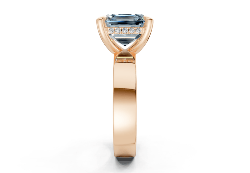 Echo Blue Diamond Solitaire Asscher Cut 4mm Engagement Ring - Ring Premier