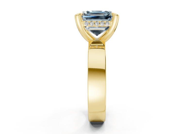 Echo Blue Diamond Solitaire Asscher Cut 4mm Engagement Ring - Ring Premier