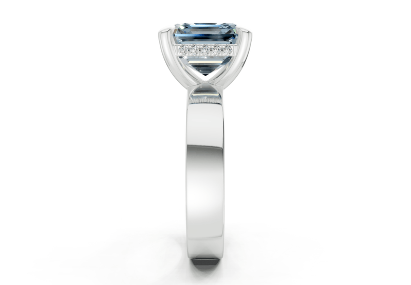 Echo Blue Diamond Solitaire Asscher Cut 4mm Engagement Ring - Ring Premier