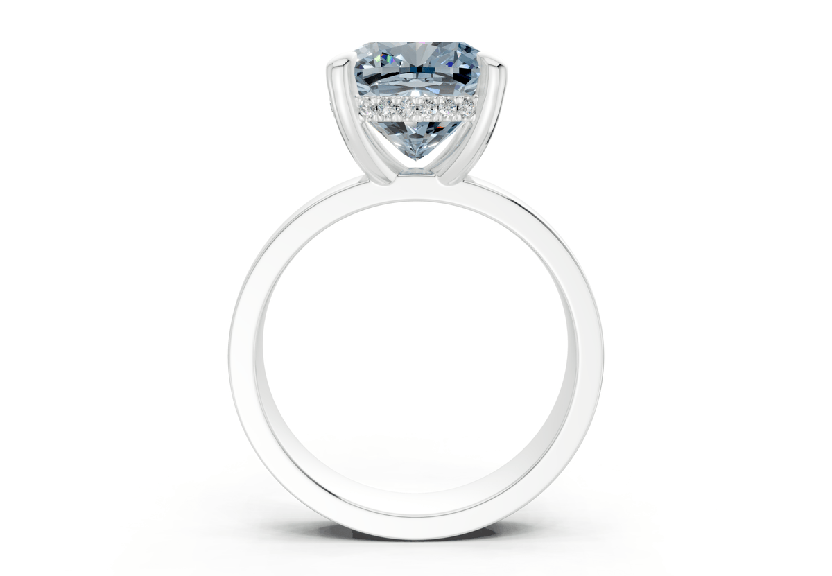 Echo Blue Diamond Solitaire Cushion Squareuare Cut 4mm Engagement Ring