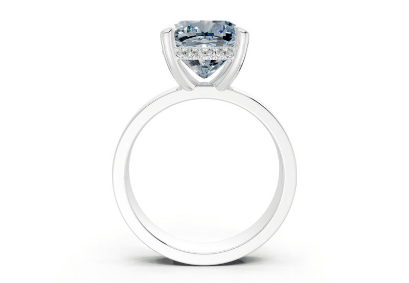 Echo Blue Diamond Solitaire Cushion Squareuare Cut 4mm Engagement Ring - Ring Premier