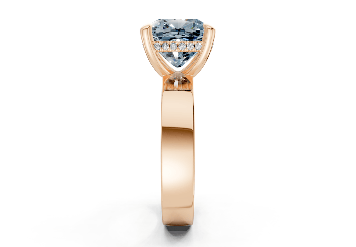 Echo Blue Diamond Solitaire Cushion Squareuare Cut 4mm Engagement Ring
