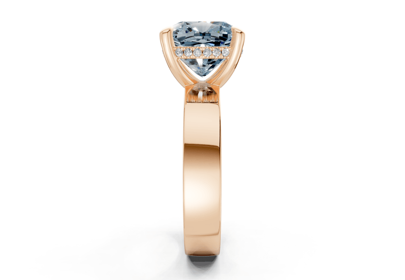 Echo Blue Diamond Solitaire Cushion Squareuare Cut 4mm Engagement Ring - Ring Premier