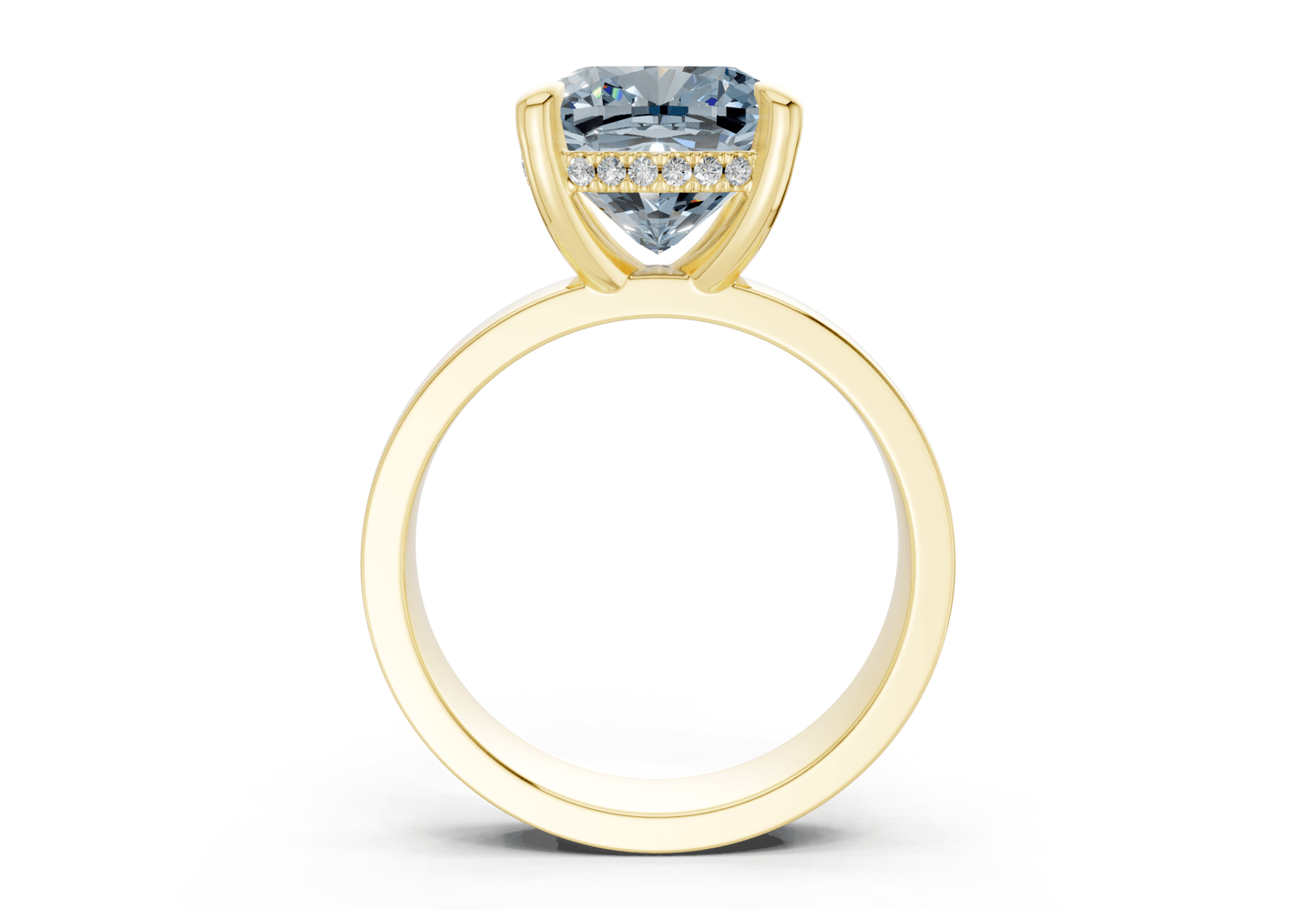 Echo Blue Diamond Solitaire Cushion Squareuare Cut 4mm Engagement Ring - Ring Premier