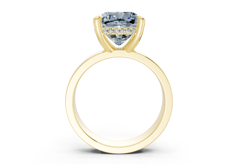 Echo Blue Diamond Solitaire Cushion Squareuare Cut 4mm Engagement Ring