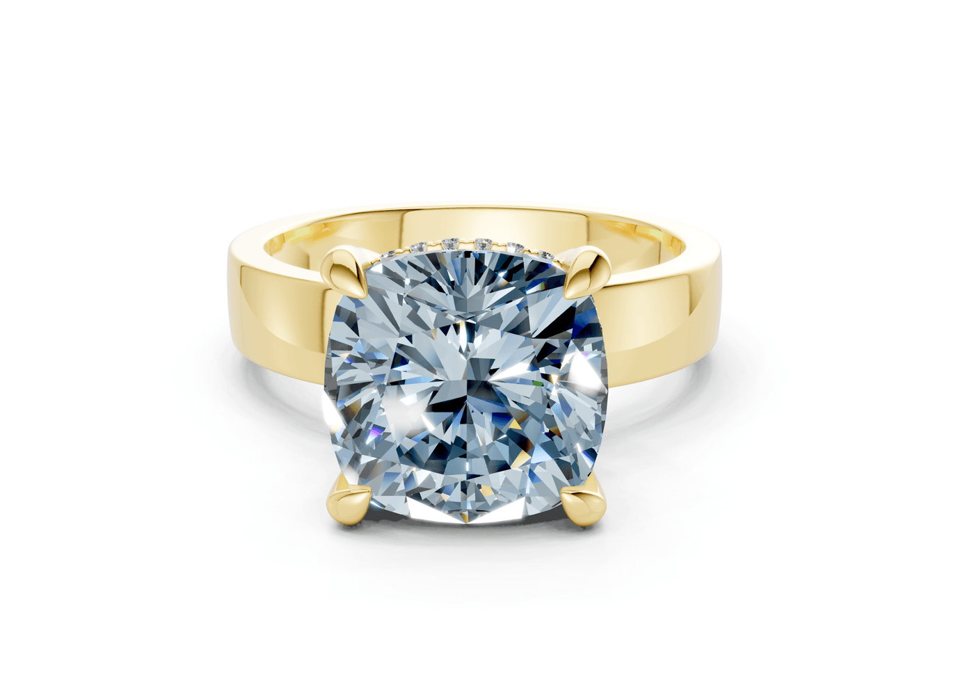 Echo Blue Diamond Solitaire Cushion Squareuare Cut 4mm Engagement Ring