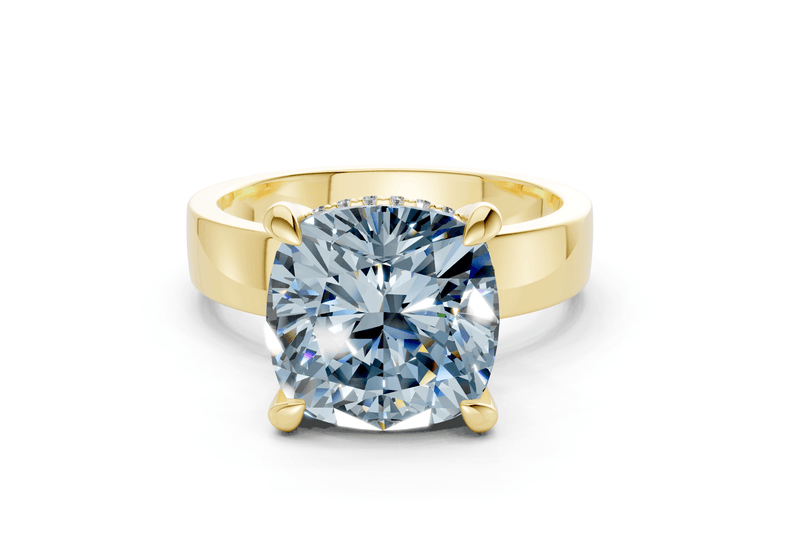 Echo Blue Diamond Solitaire Cushion Squareuare Cut 4mm Engagement Ring