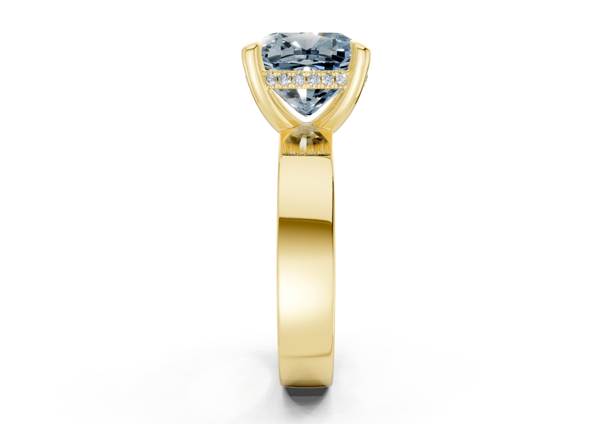 Echo Blue Diamond Solitaire Cushion Squareuare Cut 4mm Engagement Ring