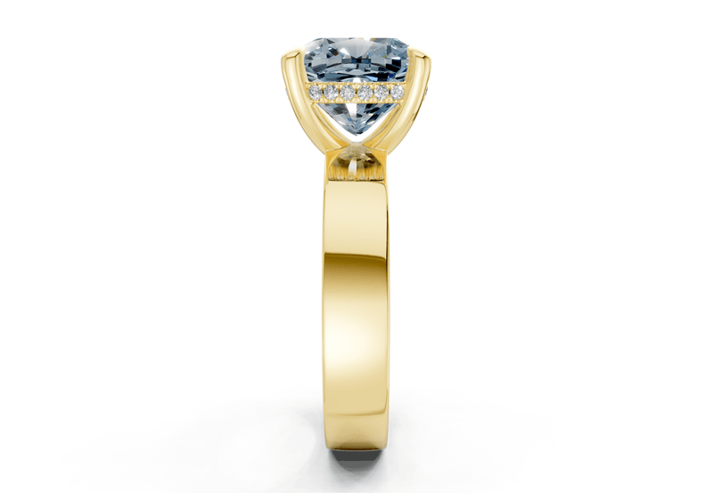 Echo Blue Diamond Solitaire Cushion Squareuare Cut 4mm Engagement Ring - Ring Premier
