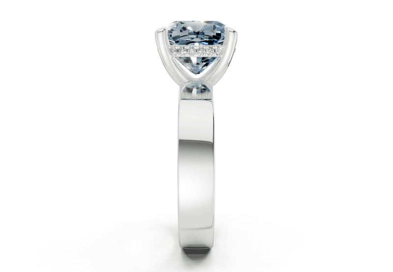 Echo Blue Diamond Solitaire Cushion Squareuare Cut 4mm Engagement Ring - Ring Premier
