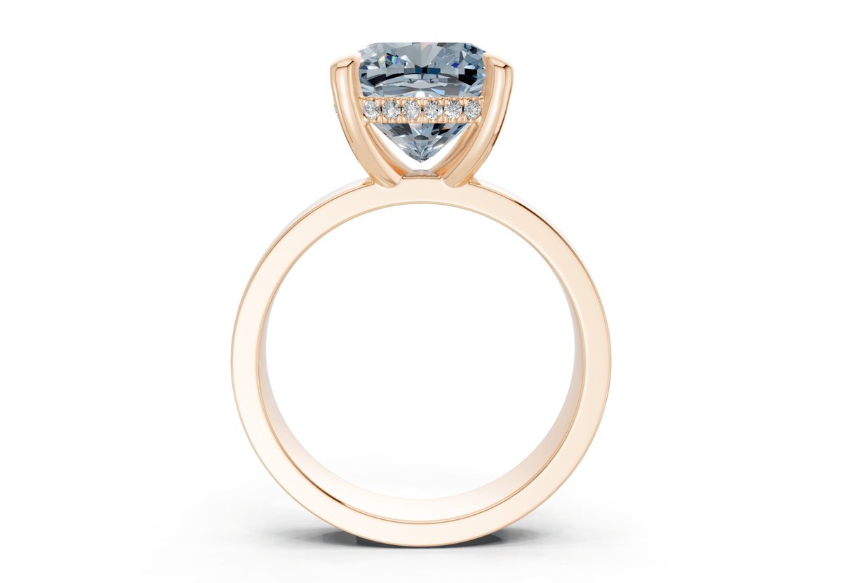 Echo Blue Diamond Solitaire Cushion Squareuare Cut 4mm Engagement Ring
