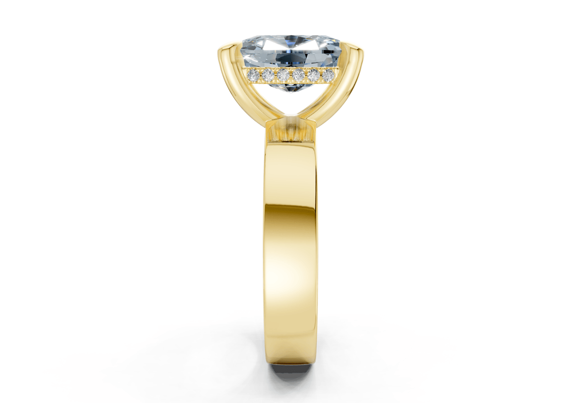 Echo Blue Diamond Solitaire Elongated Cushion Cut 4mm Engagement Ring