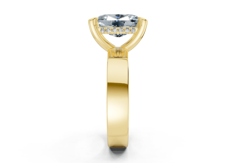 Echo Blue Diamond Solitaire Elongated Cushion Cut 4mm Engagement Ring - Ring Premier