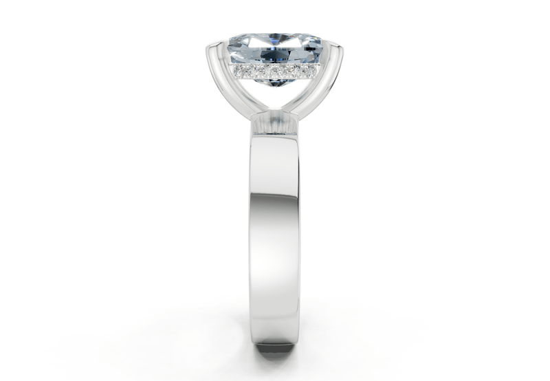 Echo Blue Diamond Solitaire Elongated Cushion Cut 4mm Engagement Ring - Ring Premier