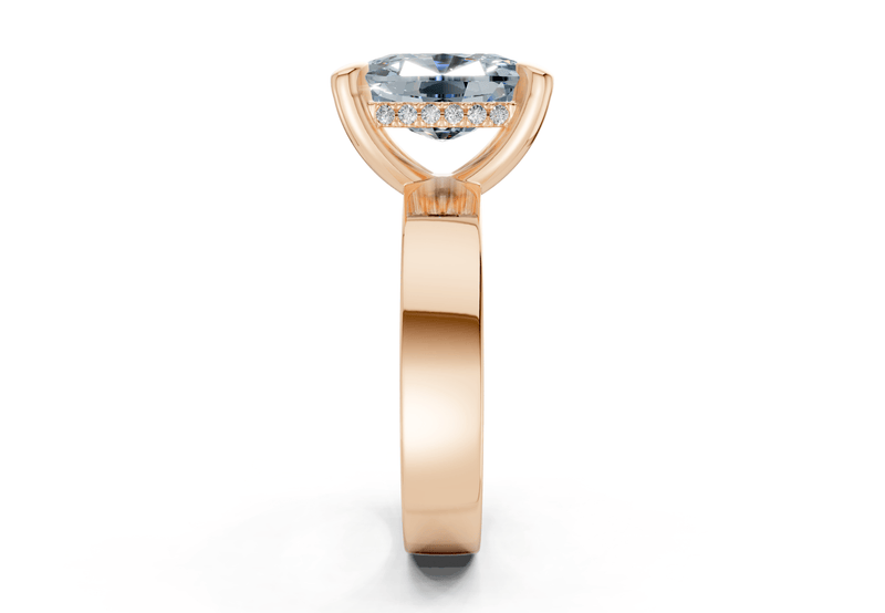 Echo Blue Diamond Solitaire Elongated Cushion Cut 4mm Engagement Ring - Ring Premier