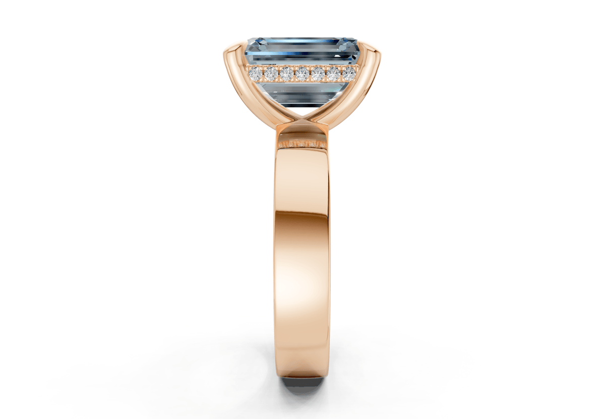 Echo Blue Diamond Solitaire Emerald Cut 4mm Engagement Ring