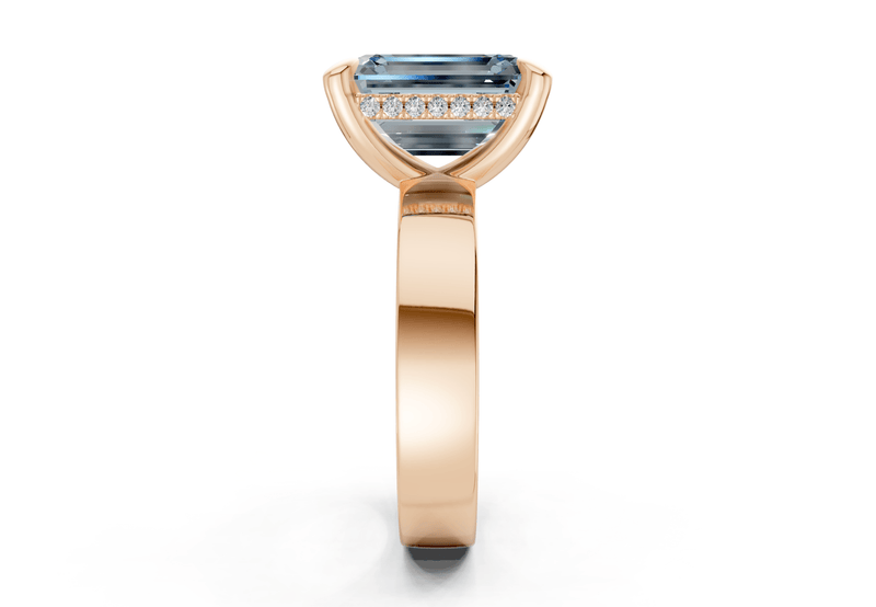 Echo Blue Diamond Solitaire Emerald Cut 4mm Engagement Ring - Ring Premier