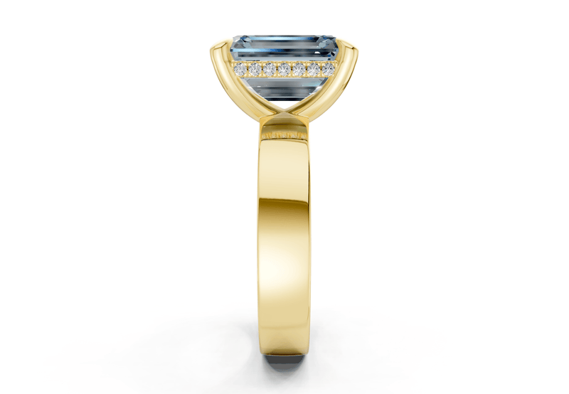 Echo Blue Diamond Solitaire Emerald Cut 4mm Engagement Ring - Ring Premier