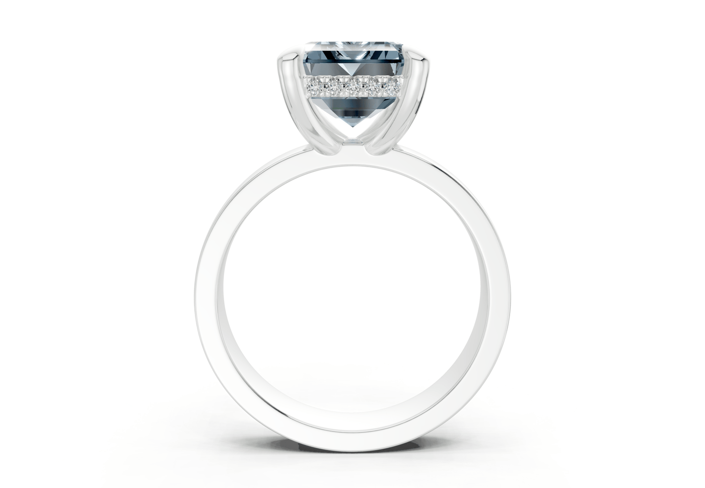Echo Blue Diamond Solitaire Emerald Cut 4mm Engagement Ring
