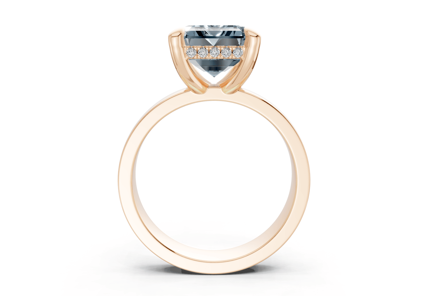 Echo Blue Diamond Solitaire Emerald Cut 4mm Engagement Ring