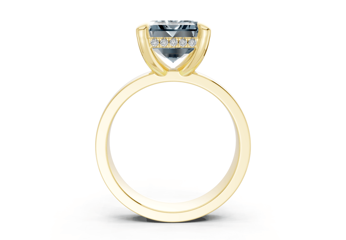 Echo Blue Diamond Solitaire Emerald Cut 4mm Engagement Ring