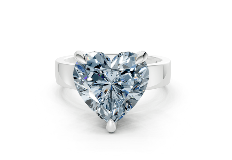 Echo Blue Diamond Solitaire Heart Cut 4mm Engagement Ring - Ring Premier