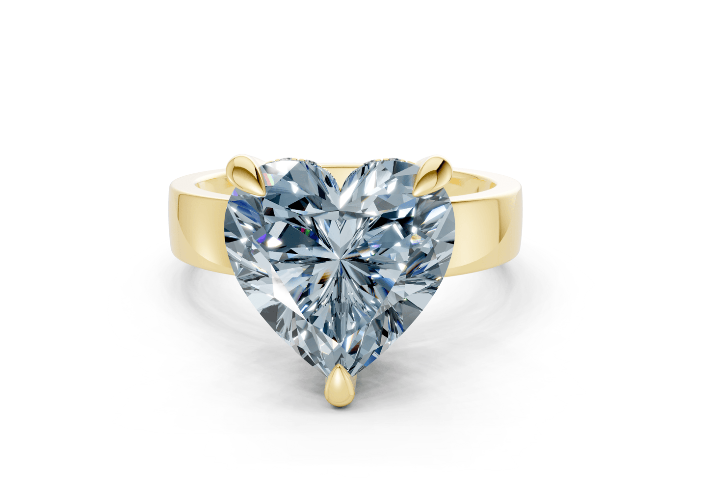 Echo Blue Diamond Solitaire Heart Cut 4mm Engagement Ring - Ring Premier