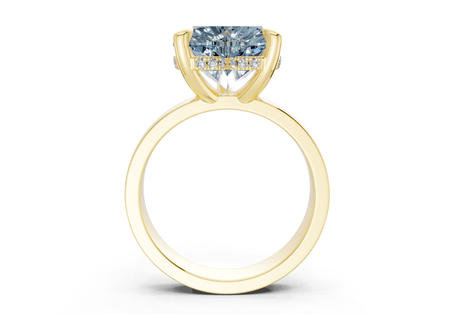 Echo Blue Diamond Solitaire Heart Cut 4mm Engagement Ring - Ring Premier