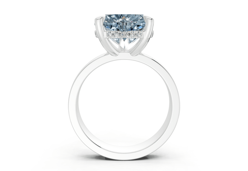Echo Blue Diamond Solitaire Heart Cut 4mm Engagement Ring - Ring Premier