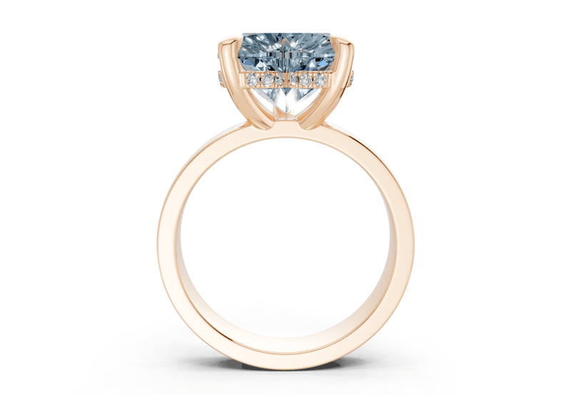 Echo Blue Diamond Solitaire Heart Cut 4mm Engagement Ring - Ring Premier