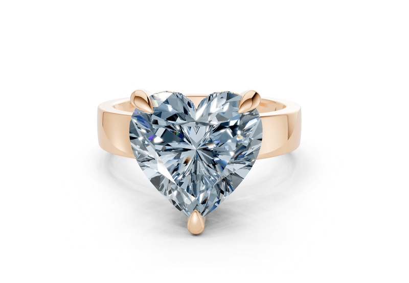 Echo Blue Diamond Solitaire Heart Cut 4mm Engagement Ring - Ring Premier