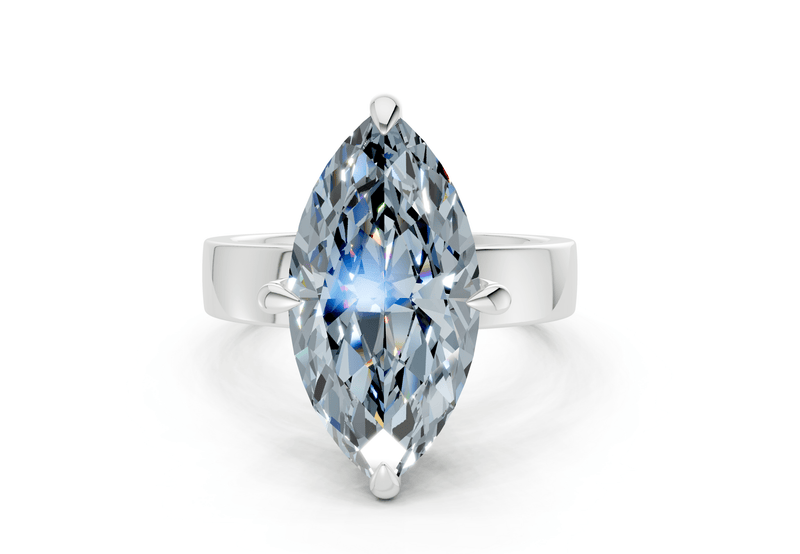Echo Blue Diamond Solitaire Marquise Cut 4mm Engagement Ring - Ring Premier