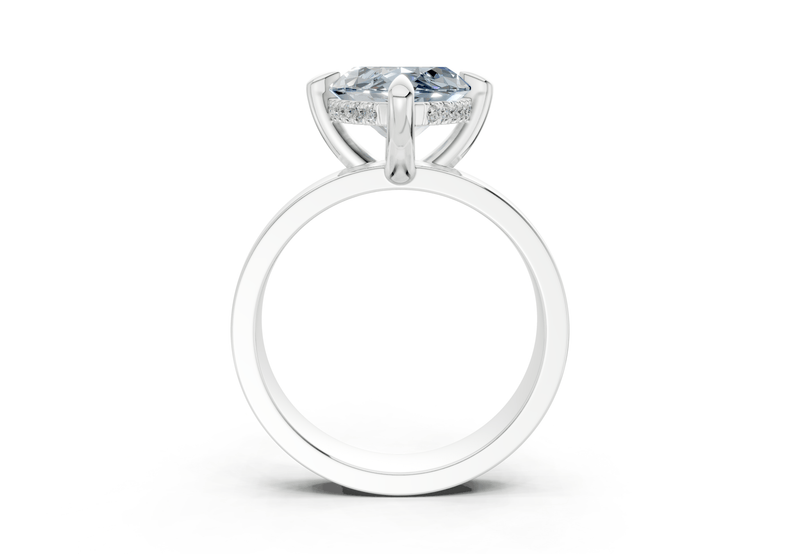 Echo Blue Diamond Solitaire Marquise Cut 4mm Engagement Ring - Ring Premier