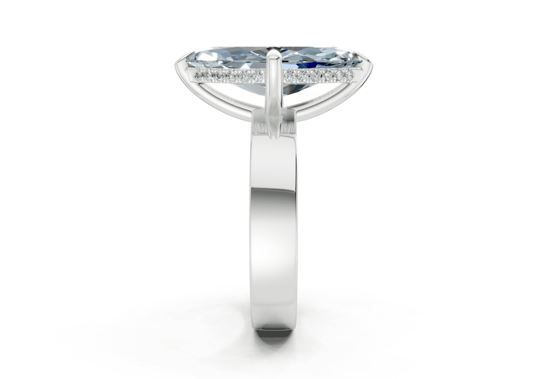 Echo Blue Diamond Solitaire Marquise Cut 4mm Engagement Ring - Ring Premier