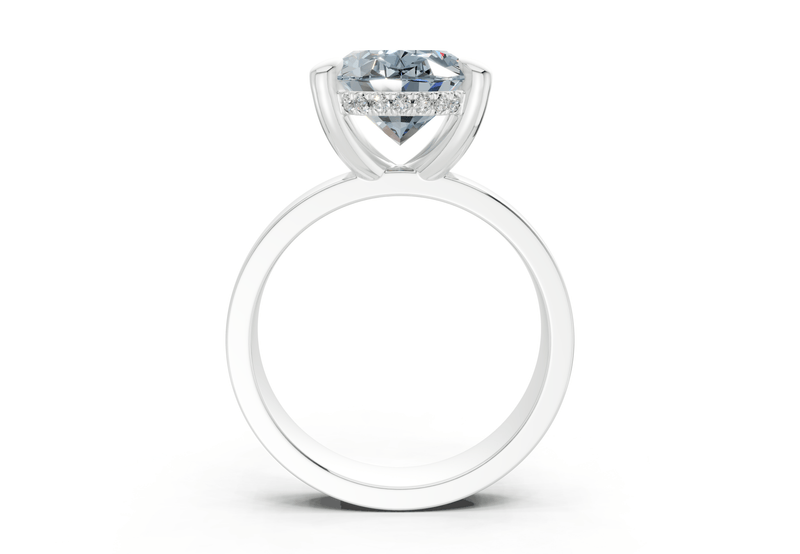 Echo Blue Diamond Solitaire Oval Cut 4mm Engagement Ring - Ring Premier