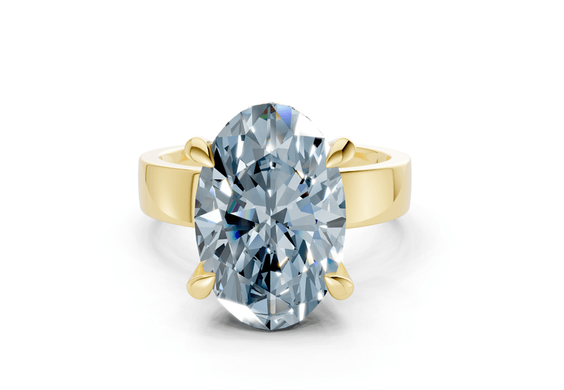 Echo Blue Diamond Solitaire Oval Cut 4mm Engagement Ring