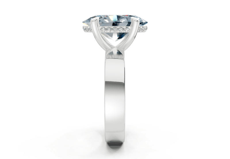 Echo Blue Diamond Solitaire Oval Cut 4mm Engagement Ring - Ring Premier