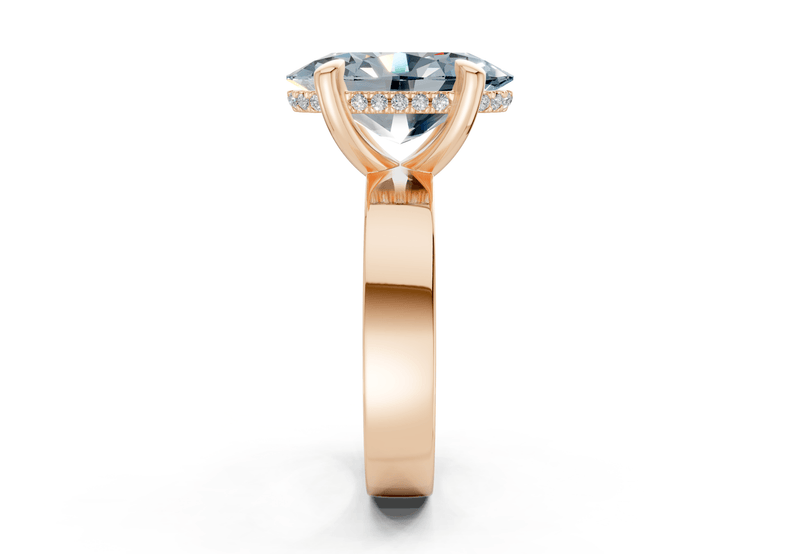 Echo Blue Diamond Solitaire Oval Cut 4mm Engagement Ring - Ring Premier