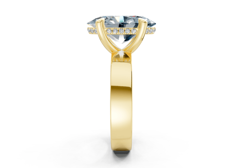 Echo Blue Diamond Solitaire Oval Cut 4mm Engagement Ring - Ring Premier