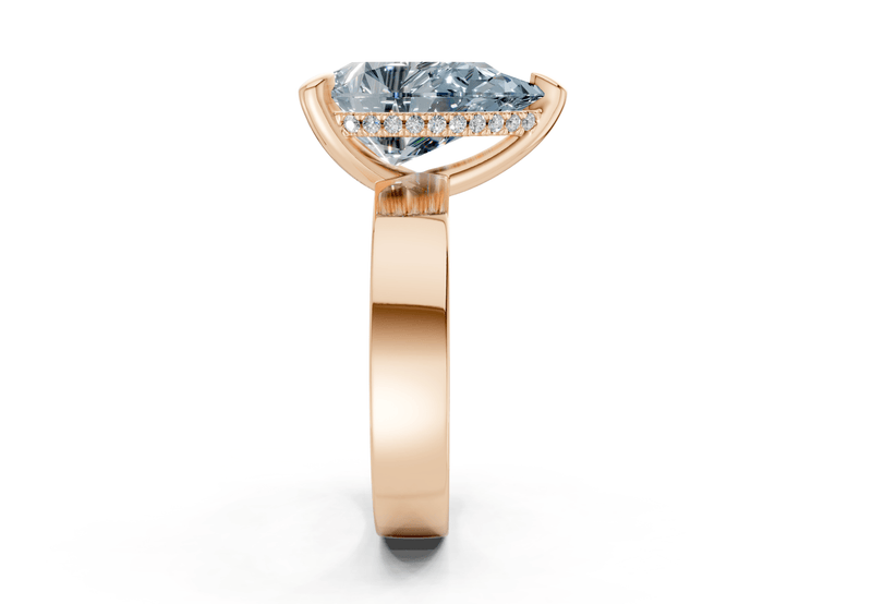 Echo Blue Diamond Solitaire Pear Cut 4mm Engagement Ring - Ring Premier