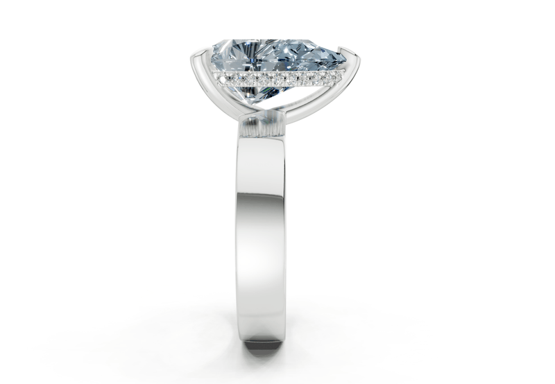 Echo Blue Diamond Solitaire Pear Cut 4mm Engagement Ring - Ring Premier