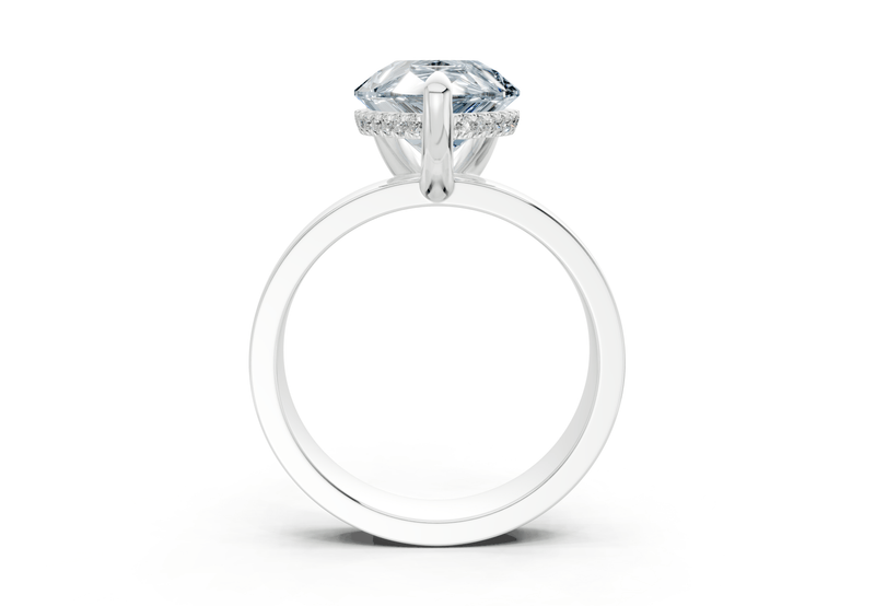 Echo Blue Diamond Solitaire Pear Cut 4mm Engagement Ring - Ring Premier
