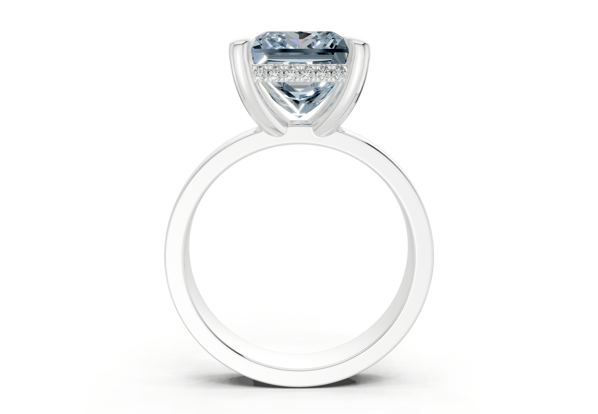 Echo Blue Diamond Solitaire Princess Cut 4mm Engagement Ring