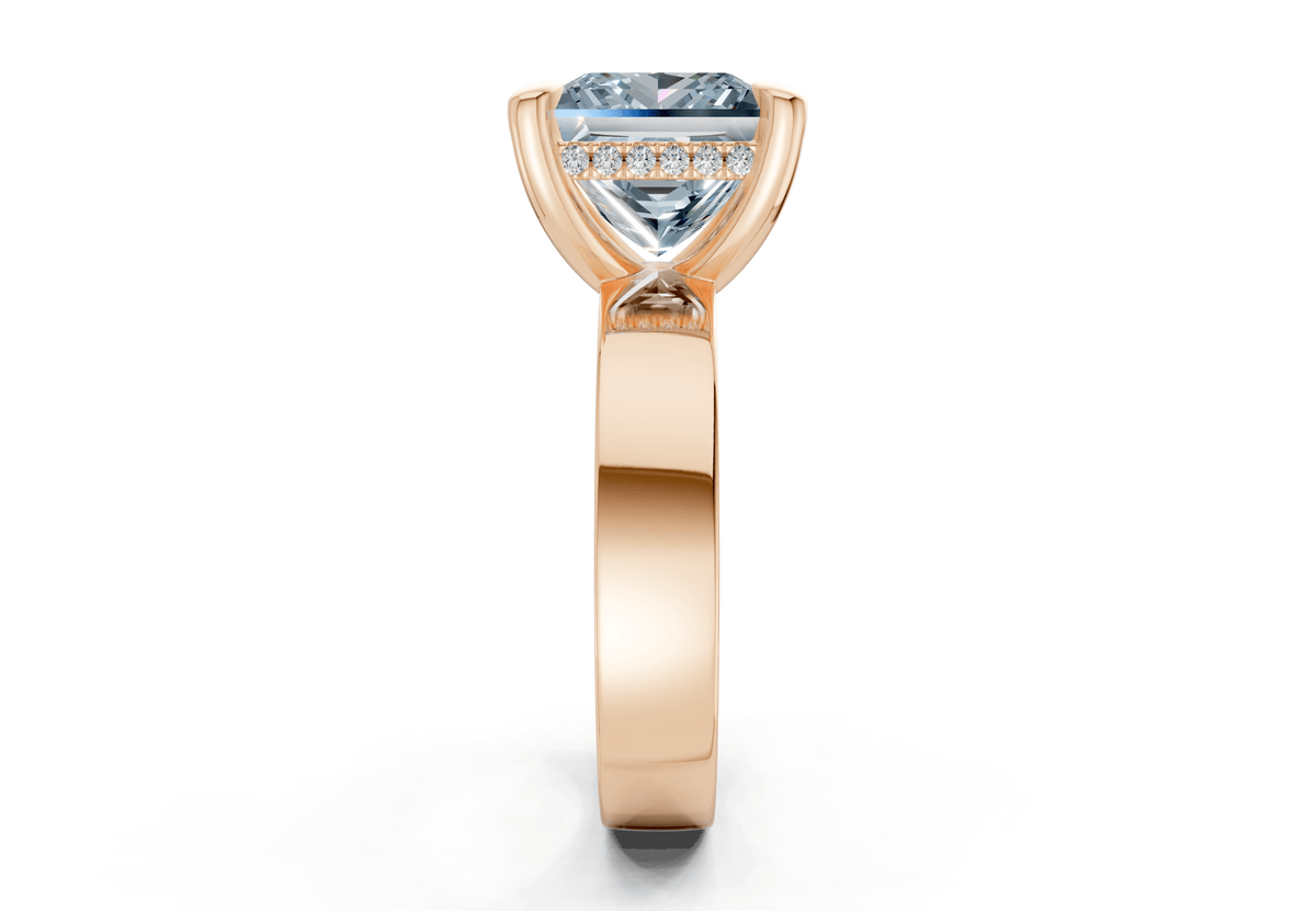 Echo Blue Diamond Solitaire Princess Cut 4mm Engagement Ring