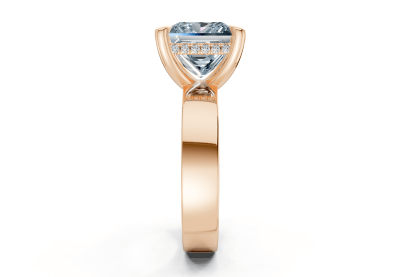Echo Blue Diamond Solitaire Princess Cut 4mm Engagement Ring - Ring Premier