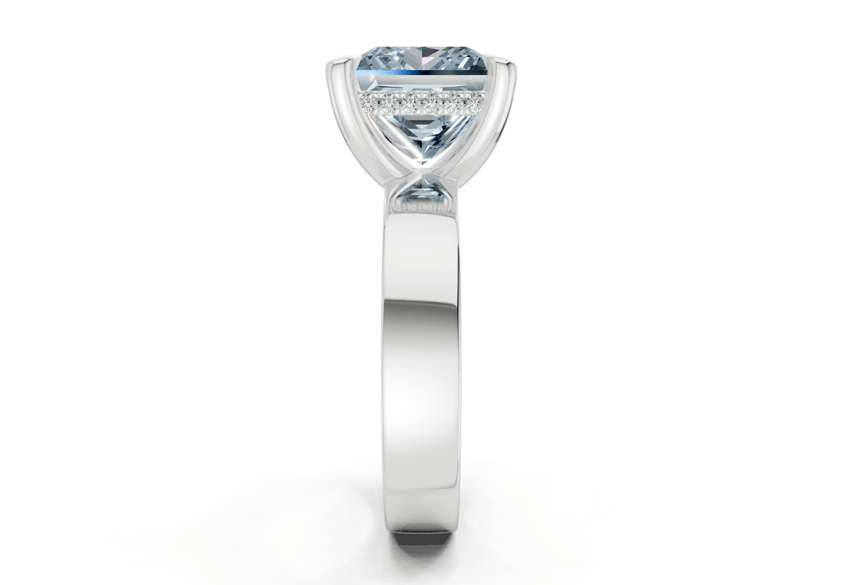 Echo Blue Diamond Solitaire Princess Cut 4mm Engagement Ring